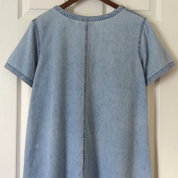 Orvis 80's Vintage Medium Wash Chambray Square Neck Short Sleeve Mini Dress M - Picture 10 of 10